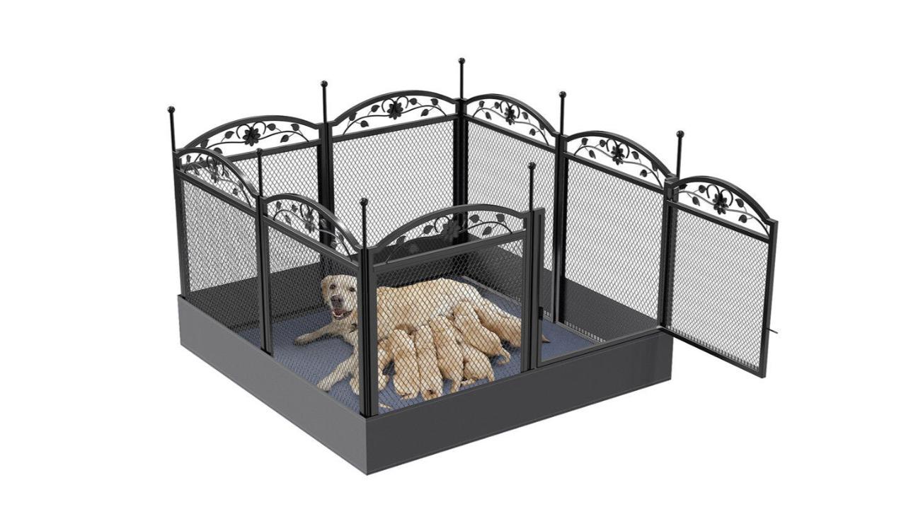 Pretty & Practical BingoPaw Dog Large Whelping Pen Box Fence with Fertility Mat