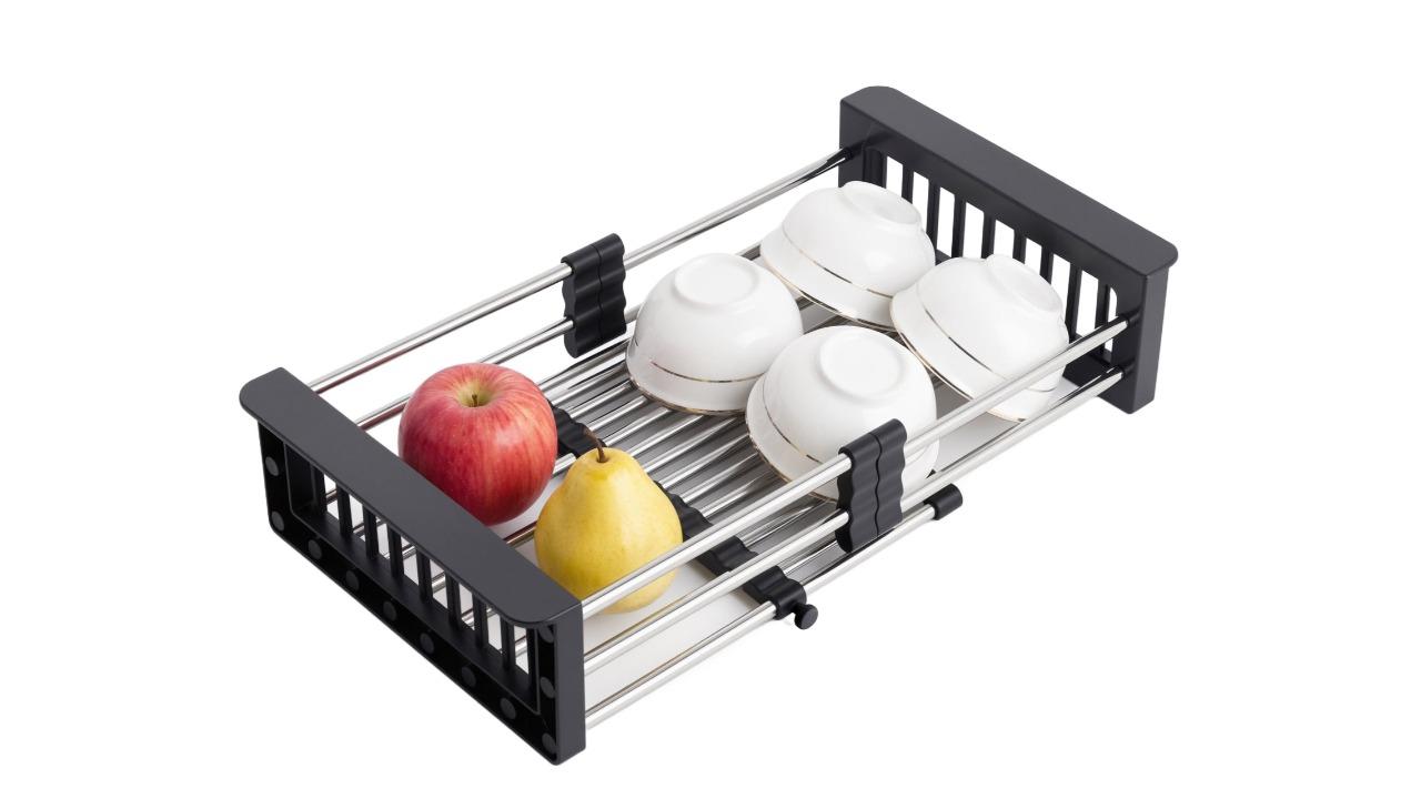 Adivo 30-46cm Retractable Sink Rack - Black