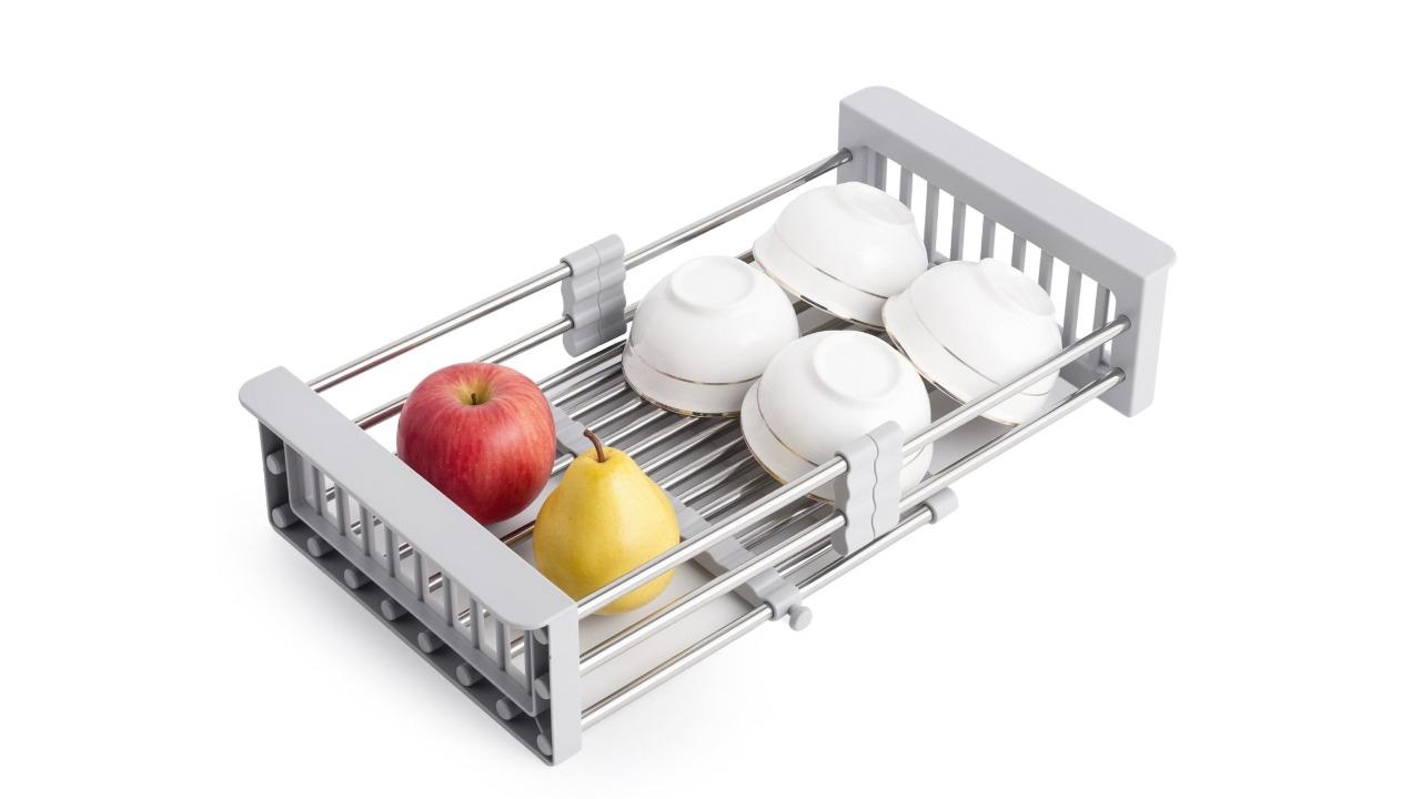 Adivo 30-46cm Retractable Sink Rack - Grey