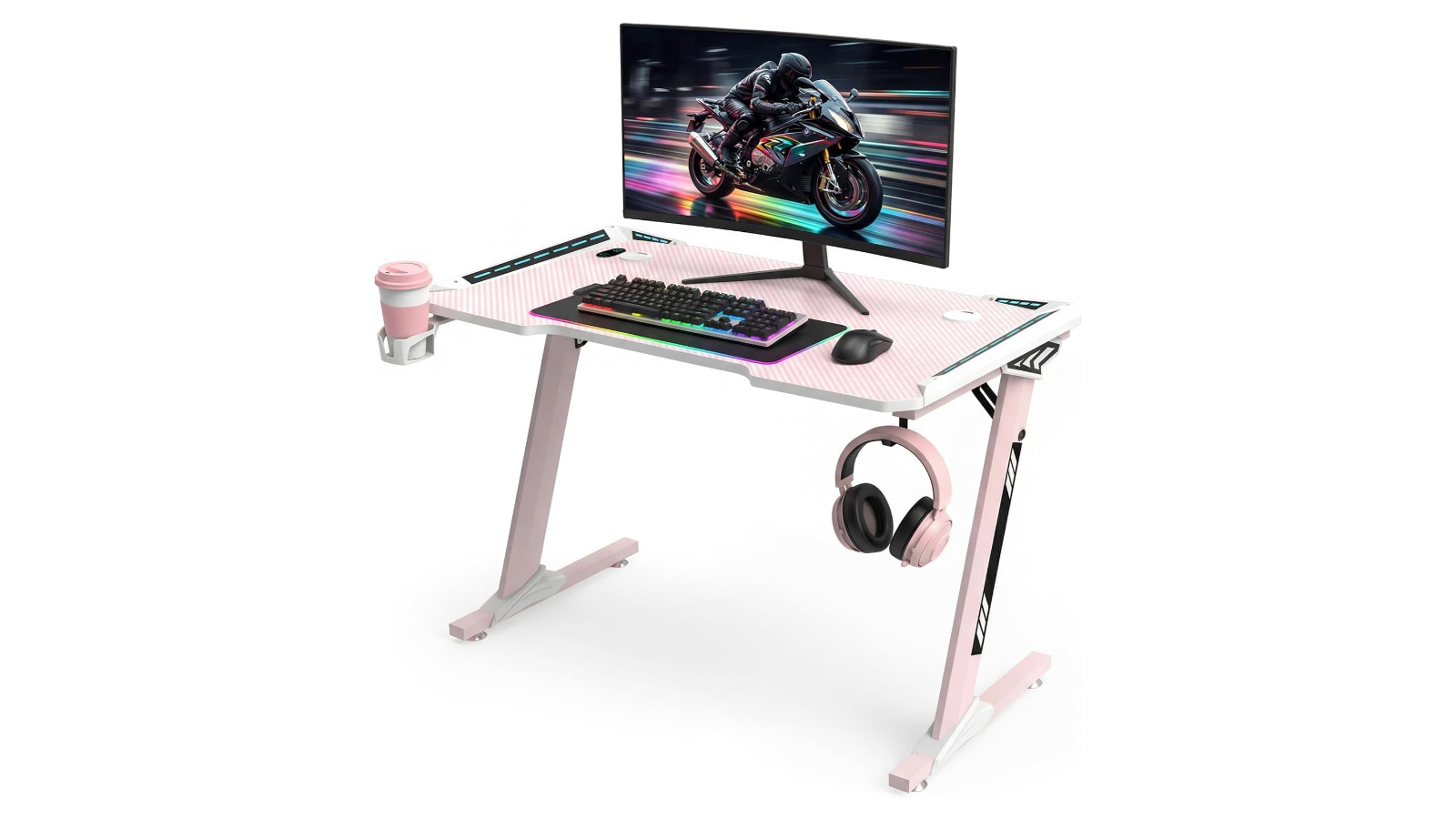 Viviendo 1.4m RGB Gaming Desk - Pink