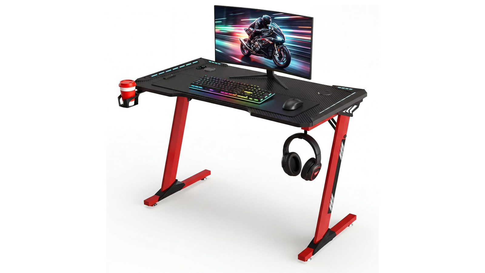 Viviendo 1.2m RGB Gaming Desk - Red