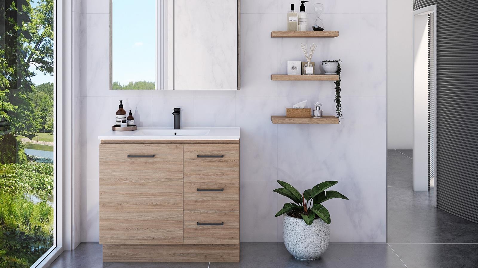 Timberline Austin 900mm Floor Standing Vanity with Centre Bowl Alpha