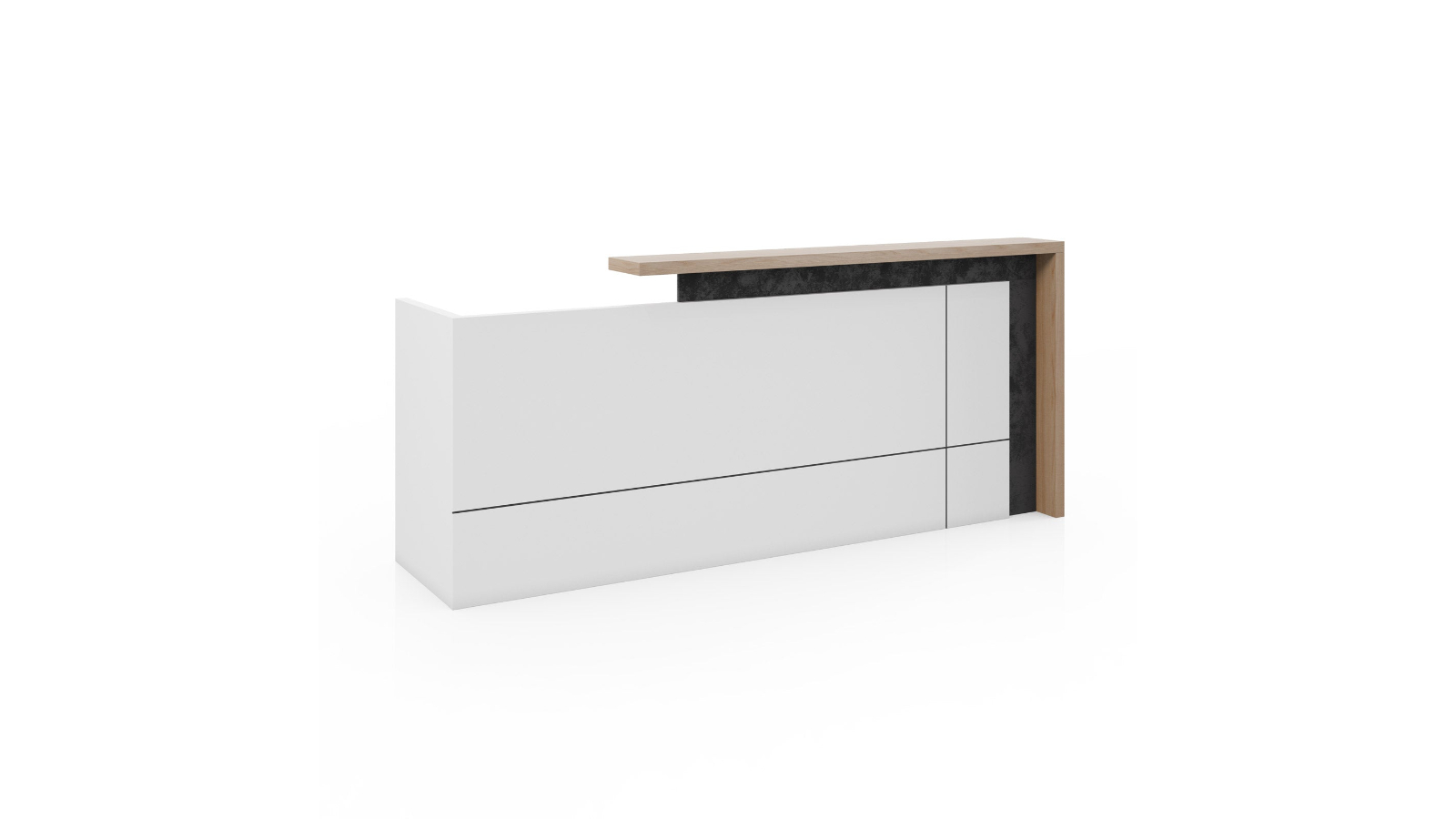DreasyTech 2.4m Left Reception Counter Desk - White/Brown
