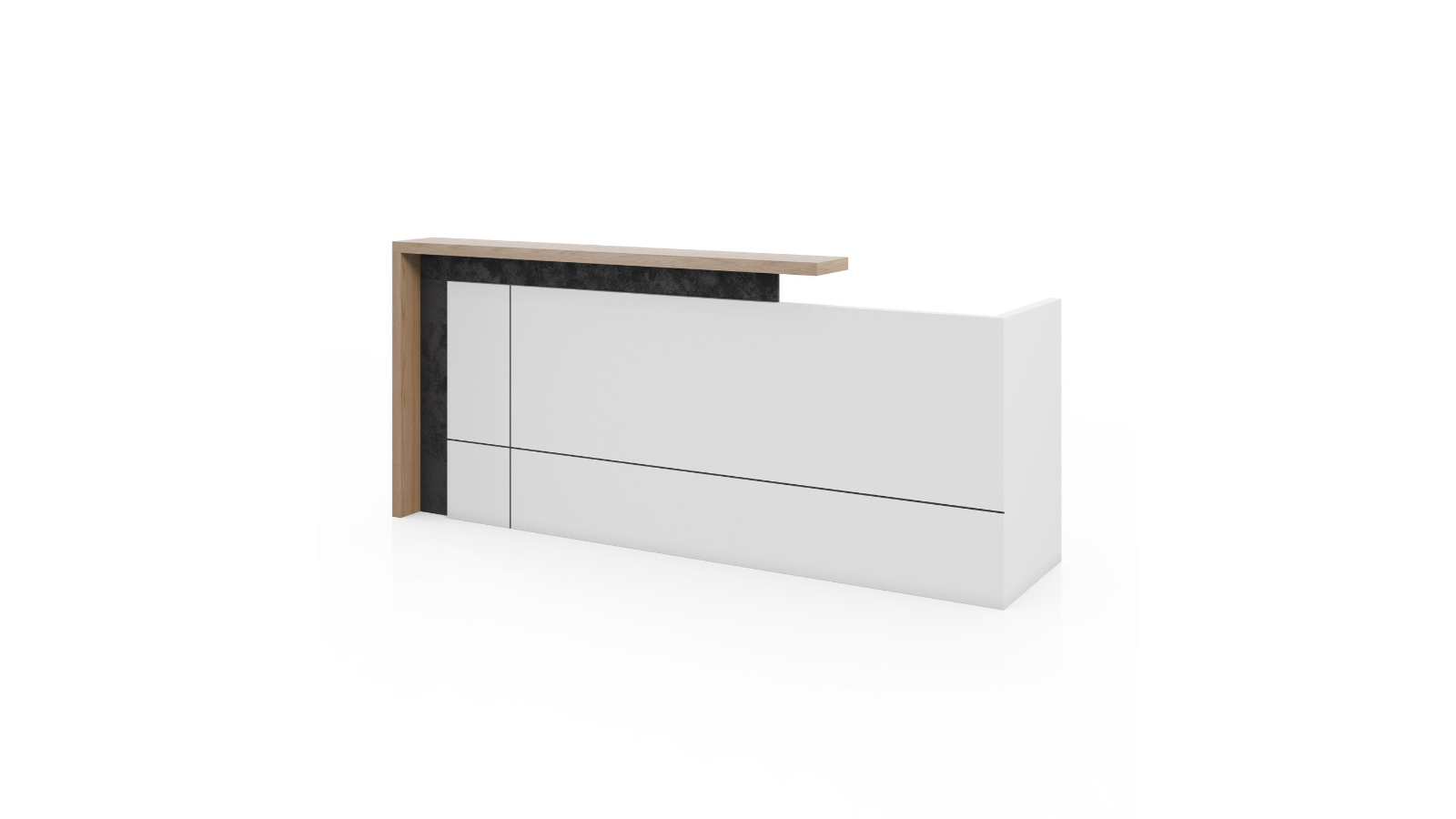 DreasyTech 2.4m Right Reception Desk - Oak/White