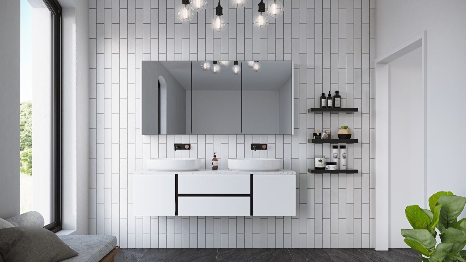 Timberline Memphis 1500mm WallHung Vanity with Stone Top and Double