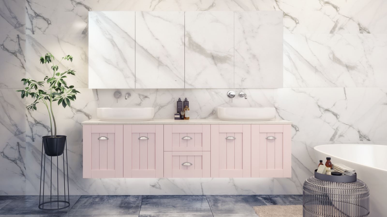 Timberline Norfolk 1800mm WallHung Vanity with Stone Top and Double