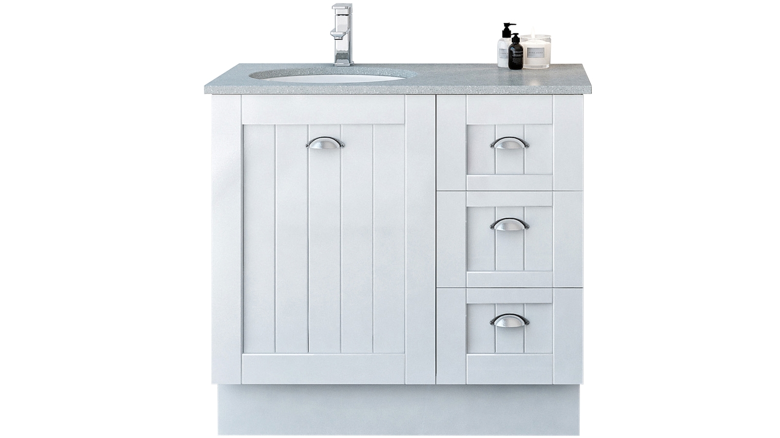 Timberline Norfolk 900mm Floor Standing Vanity with Left Bowl Alpha Ceramic Top
