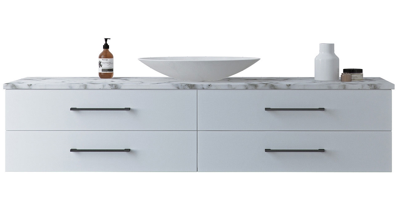 Timberline Paxton 1500mm Wall-Hung Vanity with Silksurface Top and Above Counter Ceramic Basin