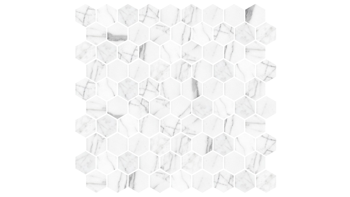 Italian Statuario Hexagon 272x282mm Honed Tile