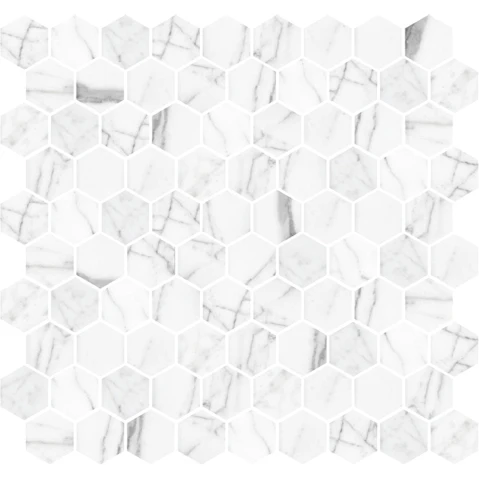 Italian Statuario Hexagon 272x282mm Honed Tile