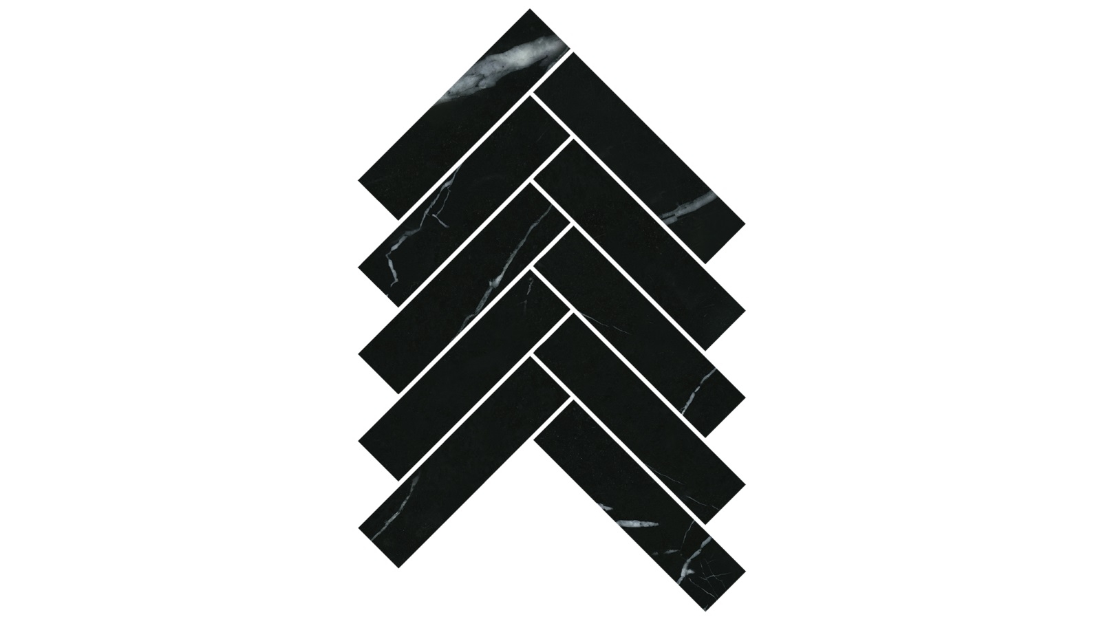 Artemis Nero Marquina Herringbone 35x150mm Honed Tile