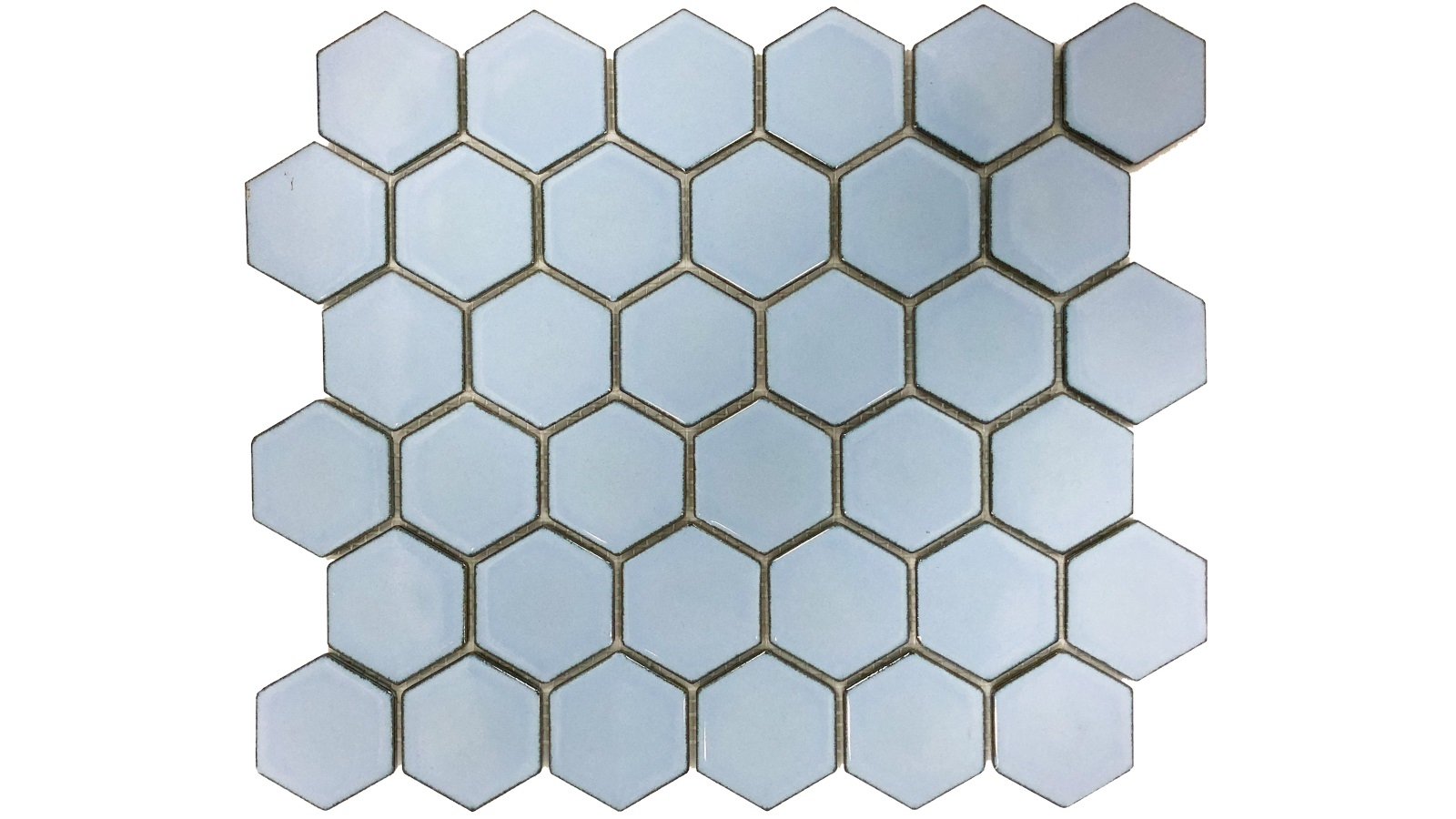 Glazed Hexagon 51x59mm Tile - Antique Blue