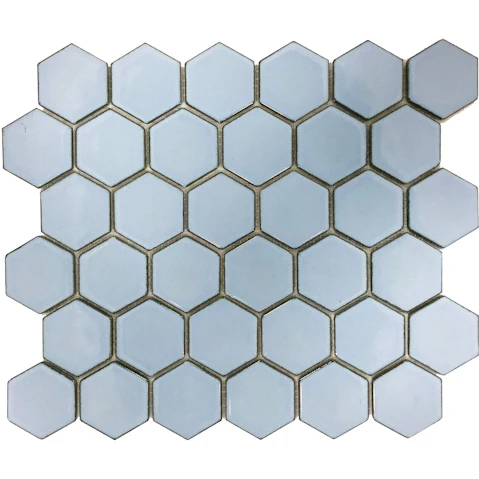 Glazed Hexagon 51x59mm Tile - Antique Blue