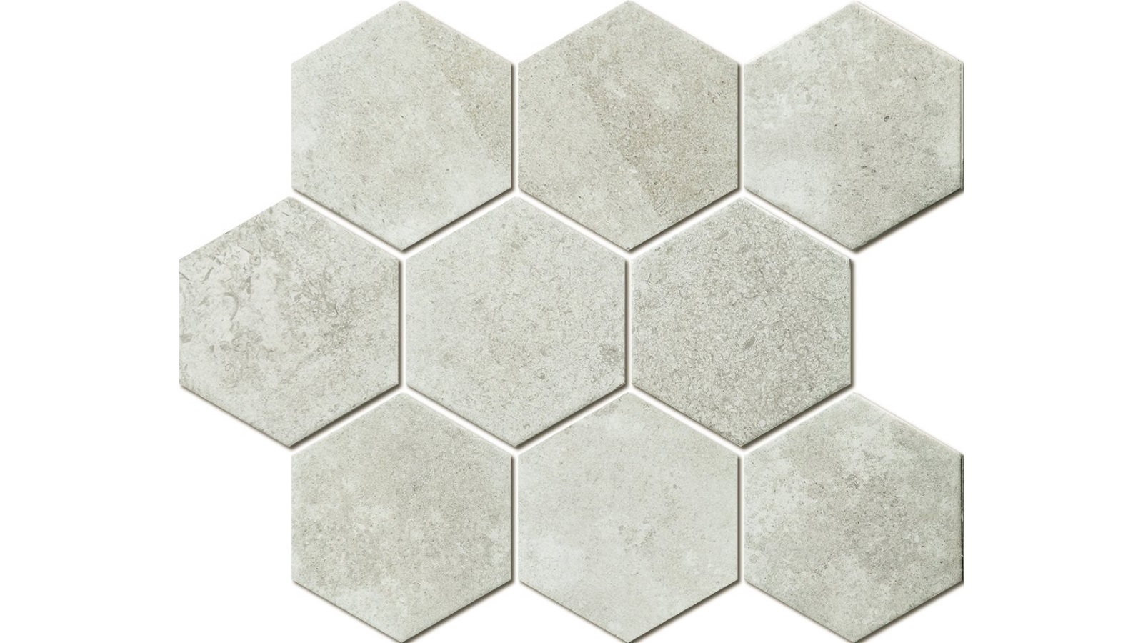 Porcelain Glazed Hexagon 95x110mm Tile - Cement