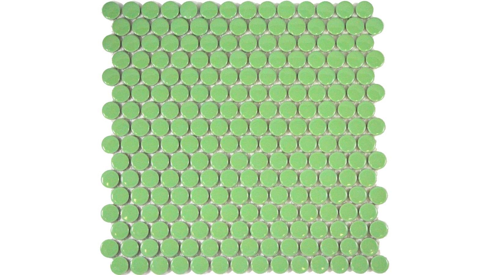 Glazed 19mm Penny Round Gloss Tile - Green