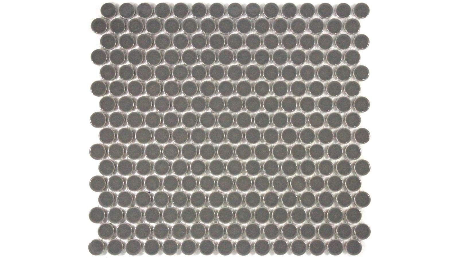Glazed 19mm Penny Round Gloss Tile - Dark Grey