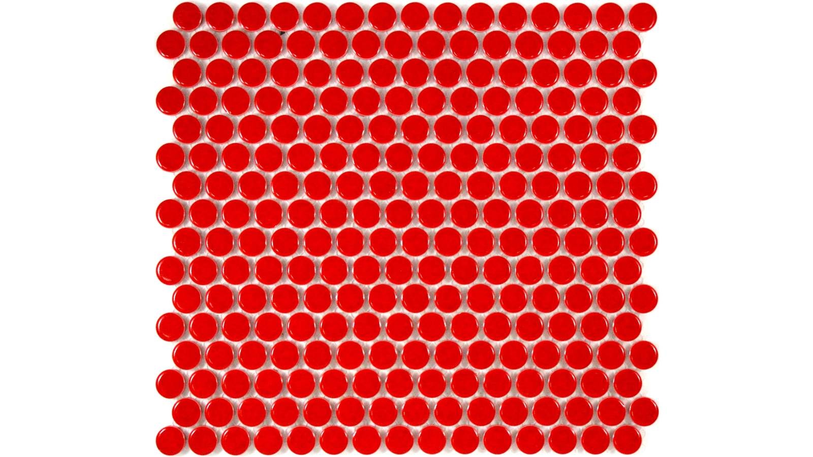 Glazed 19mm Penny Round Gloss Tile - Red