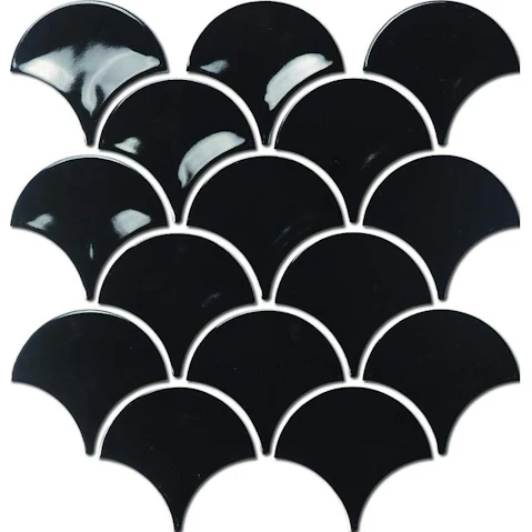 Fishscale 73mm Concave Gloss Tile - Black