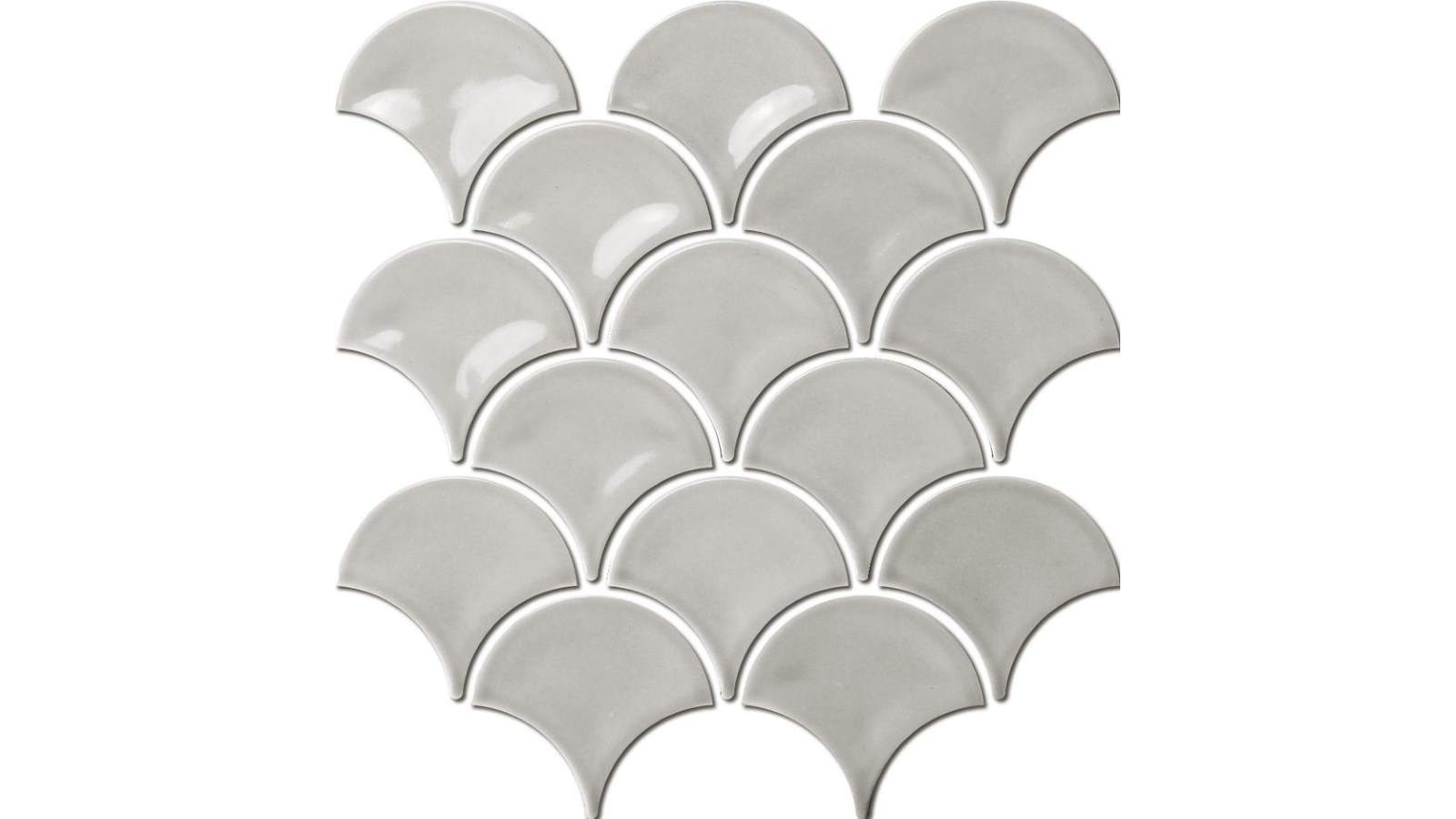Fishscale 73mm Concave Gloss Tile - Ash Grey