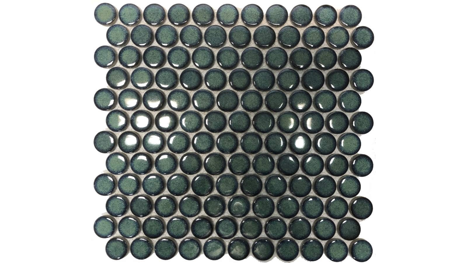 Penny Round 28mm Porcelain Glazed Gloss Tile - Green