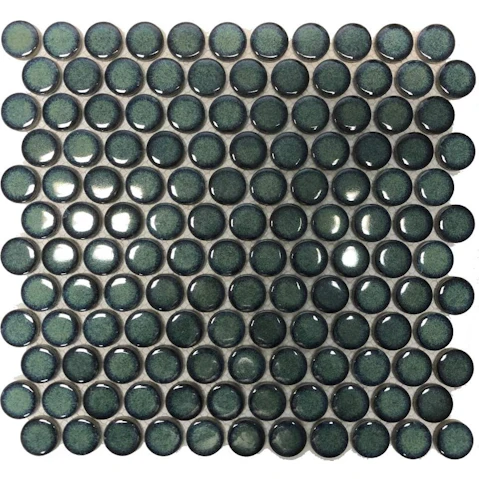 Penny Round 28mm Porcelain Glazed Gloss Tile - Green