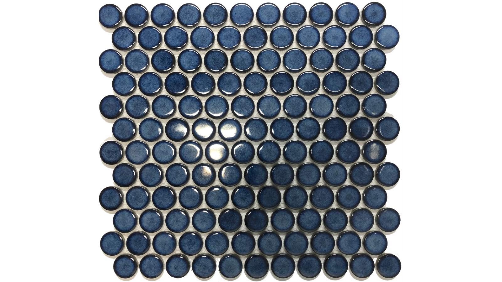 Penny Round 28mm Porcelain Glazed Gloss Tile - Shadow Blue