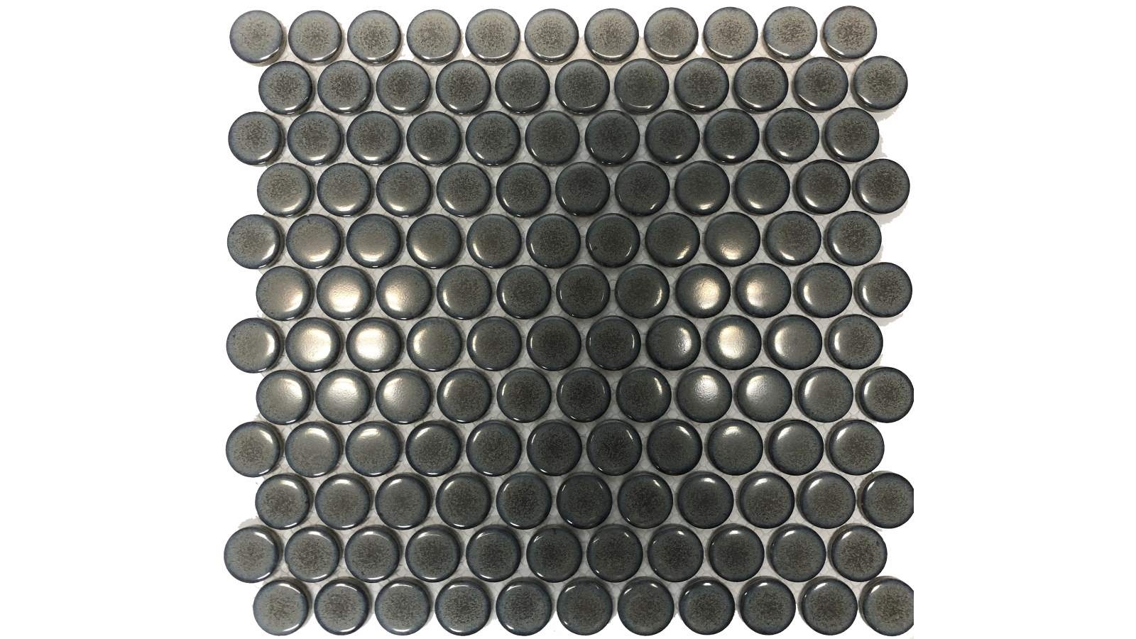 Penny Round 28mm Porcelain Glazed Gloss Tile - Mottled Grey