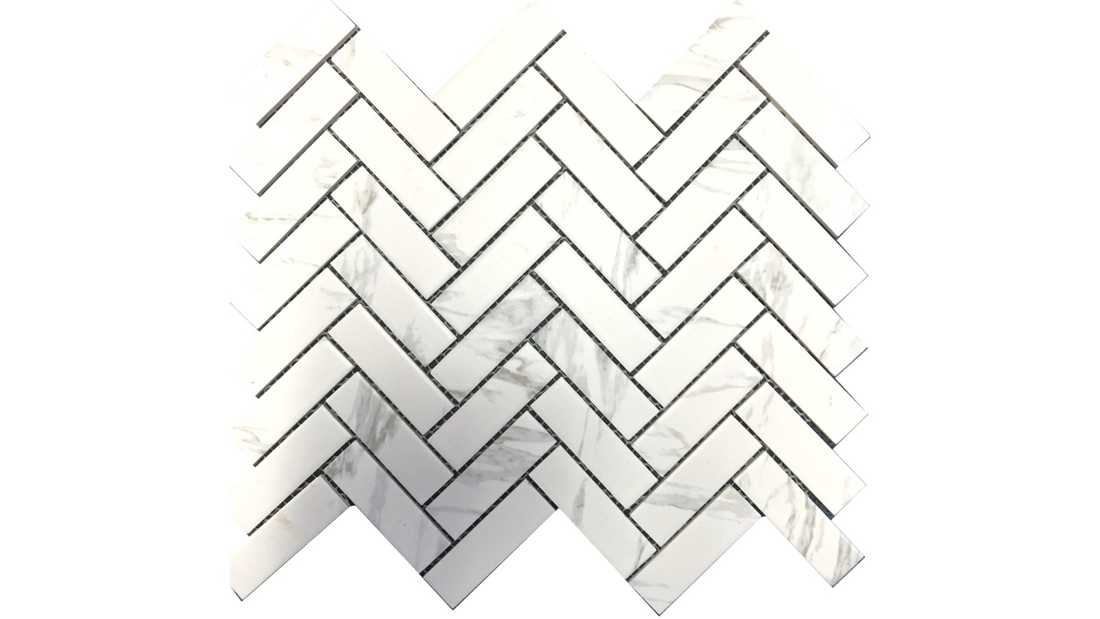 Carrara Look 22x72 Herringbone Matte Glazed Porcelain Tile