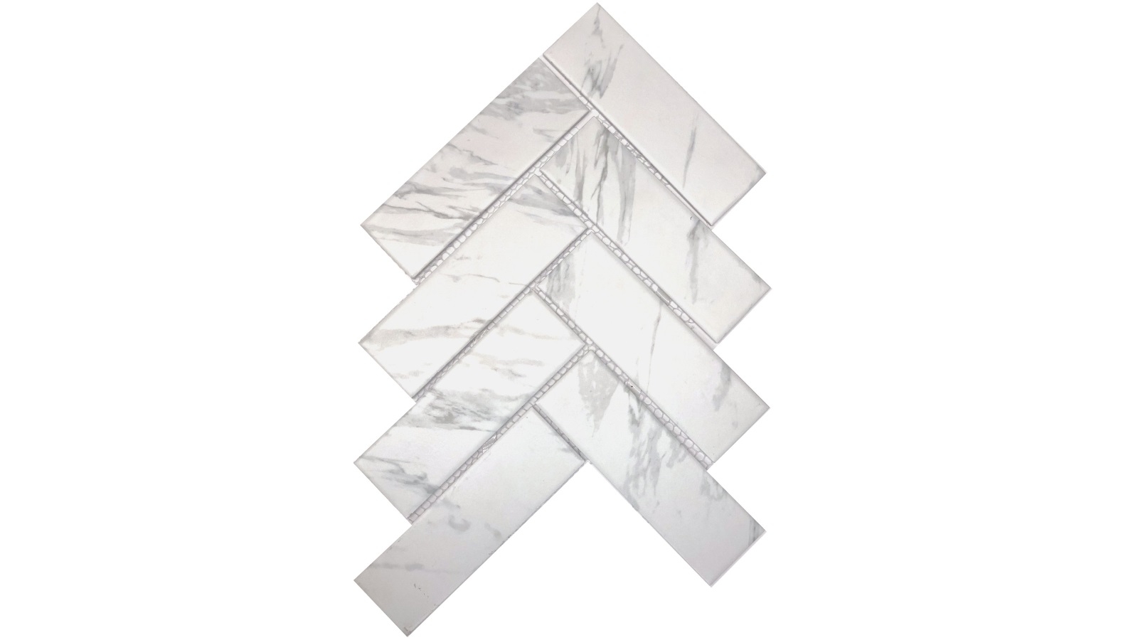 Carrara Look 45x145mm Herringbone Matte Glazed Porcelain Tile