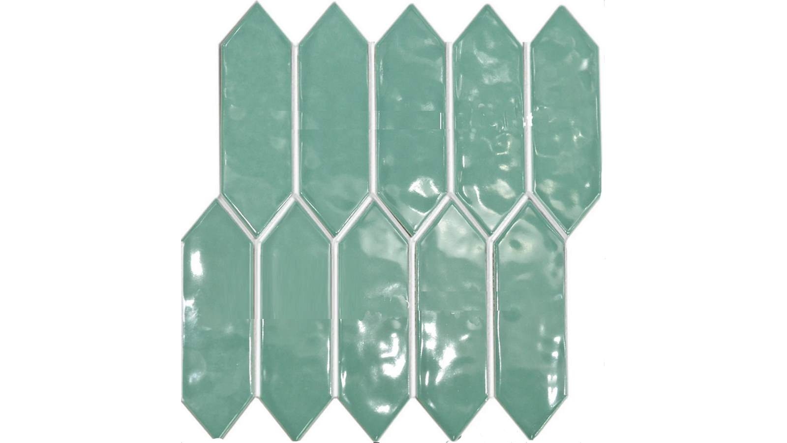 Arrow Shape 55x195mm Gloss Tile - Reef Green