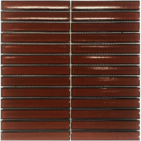 KitKat 20x145mm Terracotta Red Gloss Porcelain Wall Tile