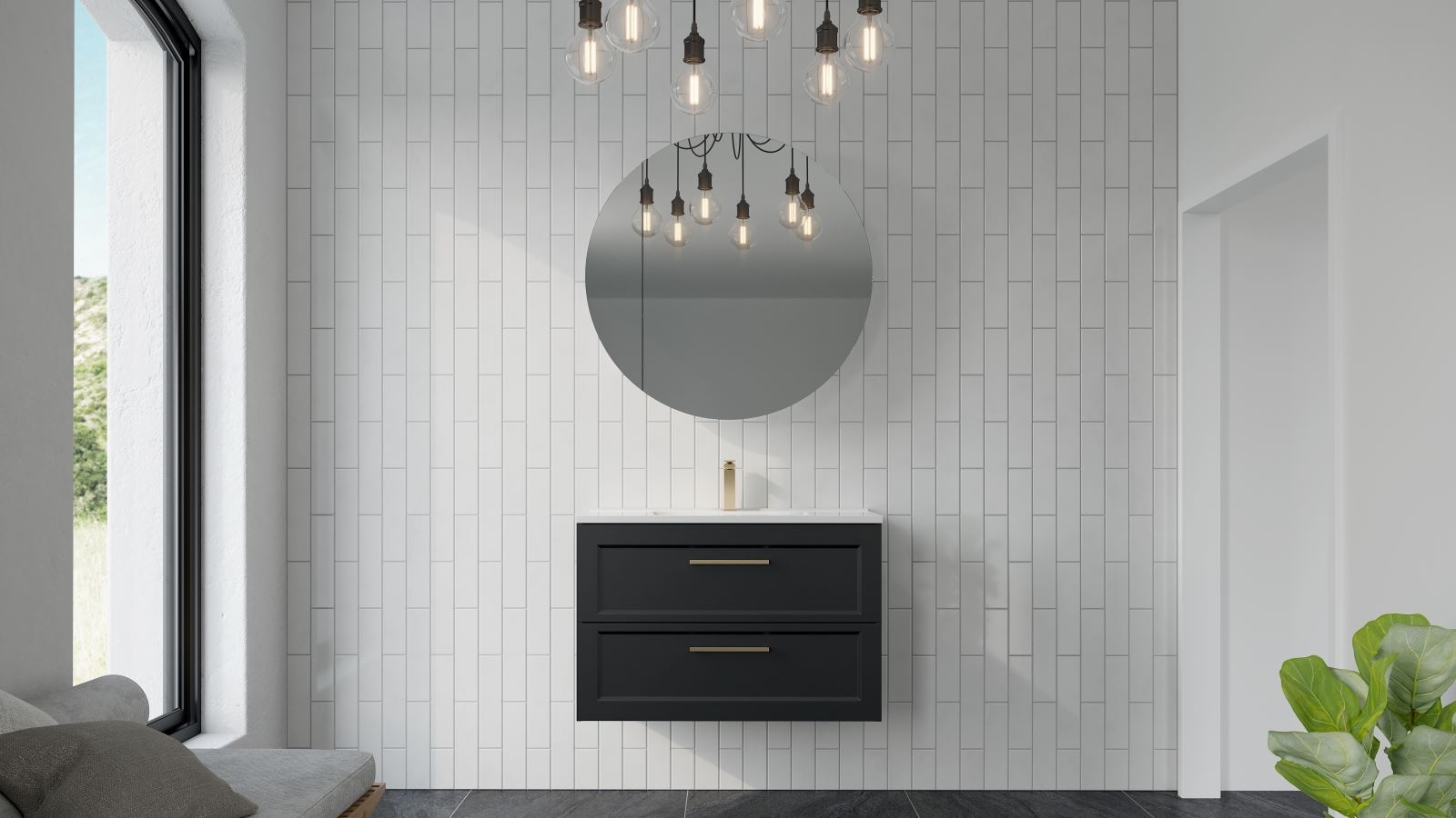 Timberline Washington 900mm Wall-Hung Vanity with Centre Bowl Alpha Ceramic Top