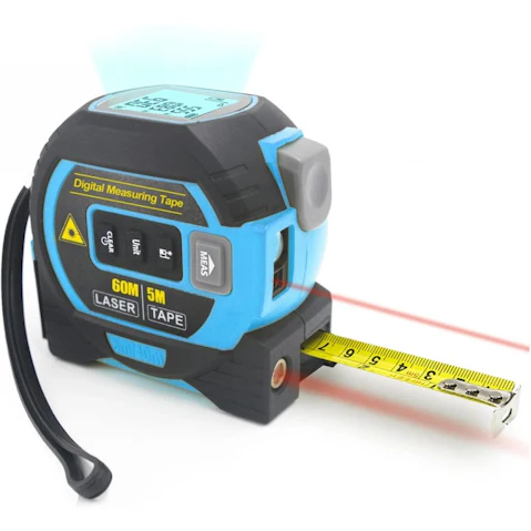 Living Today 60mx5m Laser Measure Cross-line Level Tape Measure - Blue