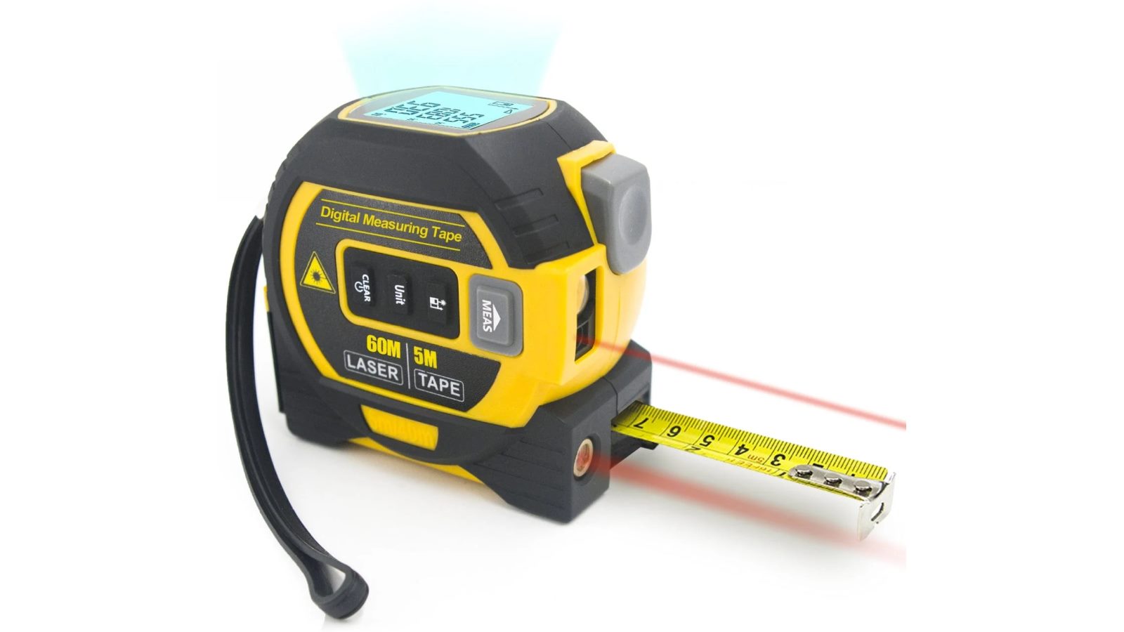 Living Today 60mx5m Laser Measure Cross-line Level Tape Measure - Yellow