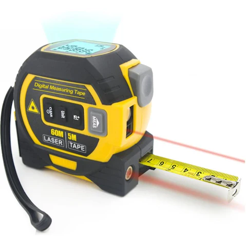 Living Today 60mx5m Laser Measure Cross-line Level Tape Measure - Yellow