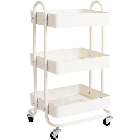 Levede 3-Tier Steel Kitchen Trolley Cart Storage Rack - White