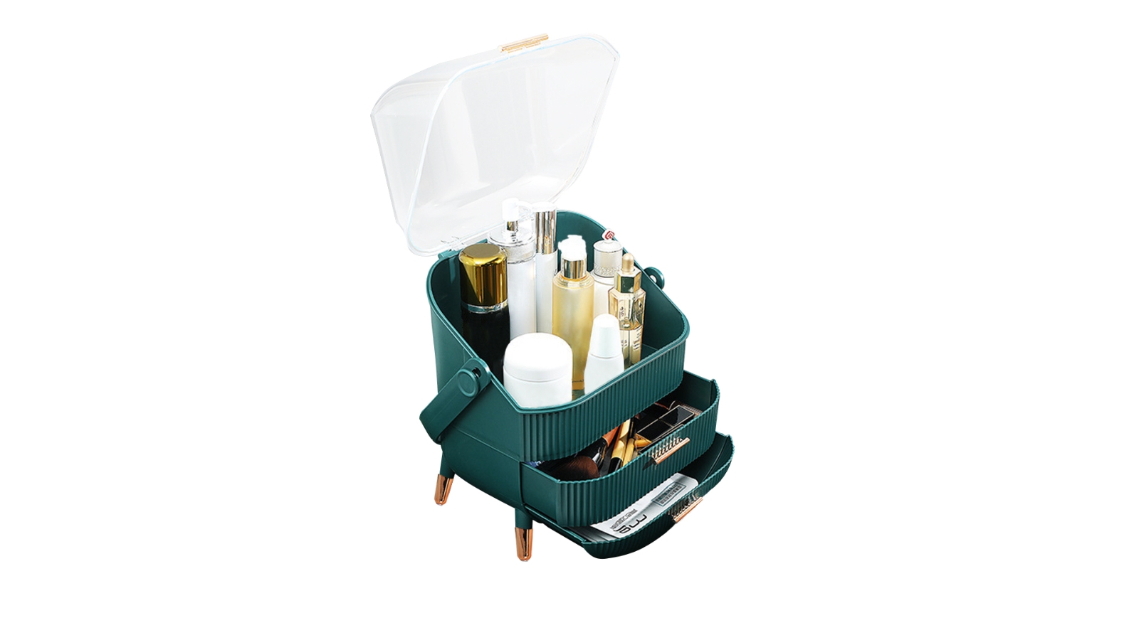 Soga 29cm Countertop Makeup Cosmetic Storage Organiser with Handle - Green