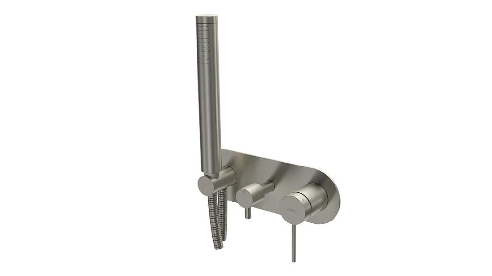 Parisi Play II Wall Mixer with 2 Way Diverter and Hand Shower - Brushed Nickel