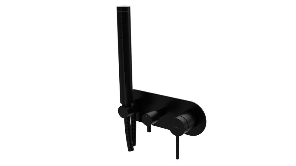 Parisi Play II Wall Mixer with 3 Way Diverter and Hand Shower - Matte Black