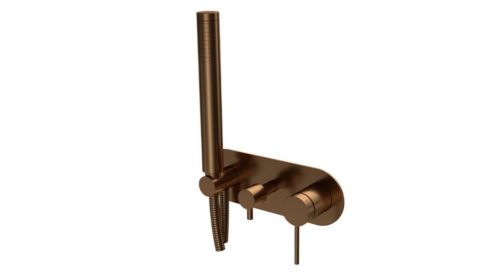 Parisi Play II Wall Mixer with 3 Way Diverter and Hand Shower - Matte Bronze