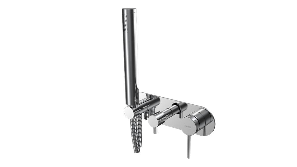 Parisi Play II Wall Mixer with 3 Way Diverter and Hand Shower - Chrome