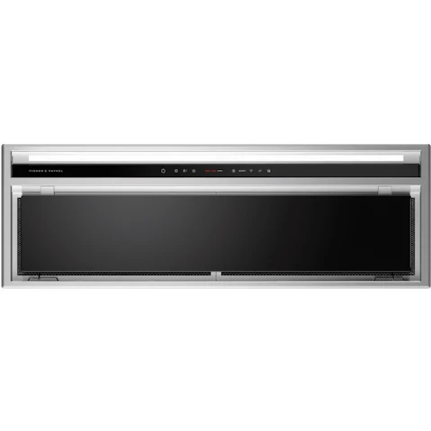 Fisher & Paykel 90cm Series 7 Integrated Insert Wall Rangehood External Motor - Steel Glass