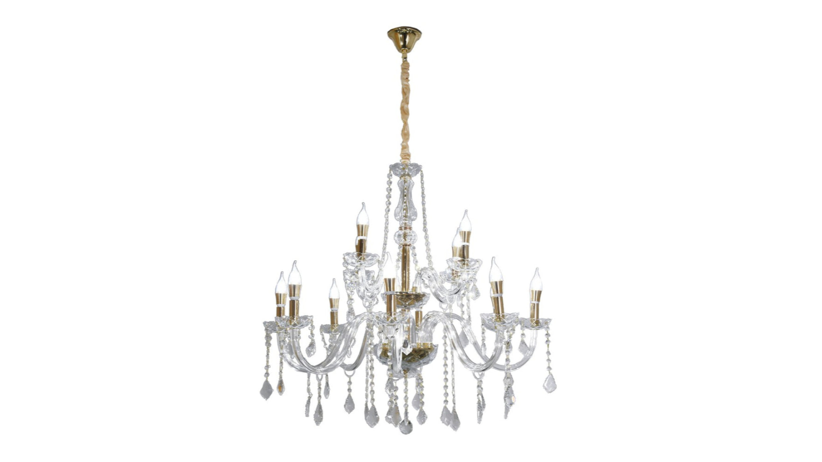 Eli & Co. Lighting 89cm 12-Light Amorette Crystal Chandelier - Gold