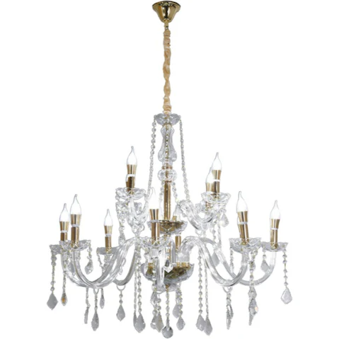 Eli & Co. Lighting 89cm 12-Light Amorette Crystal Chandelier - Gold