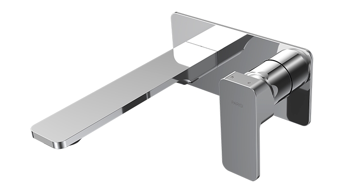 Parisi Quad II Wall Mixer with 190mm Spout on Plate - Chrome