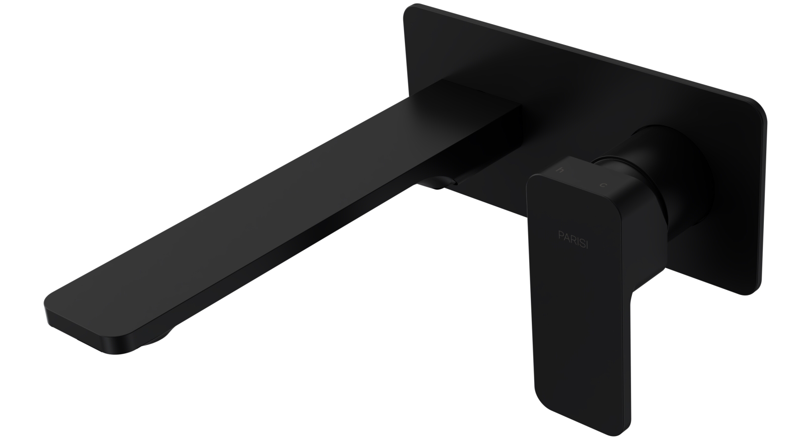 Parisi Quad II Wall Mixer with 190mm Spout on Plate - Matte Black