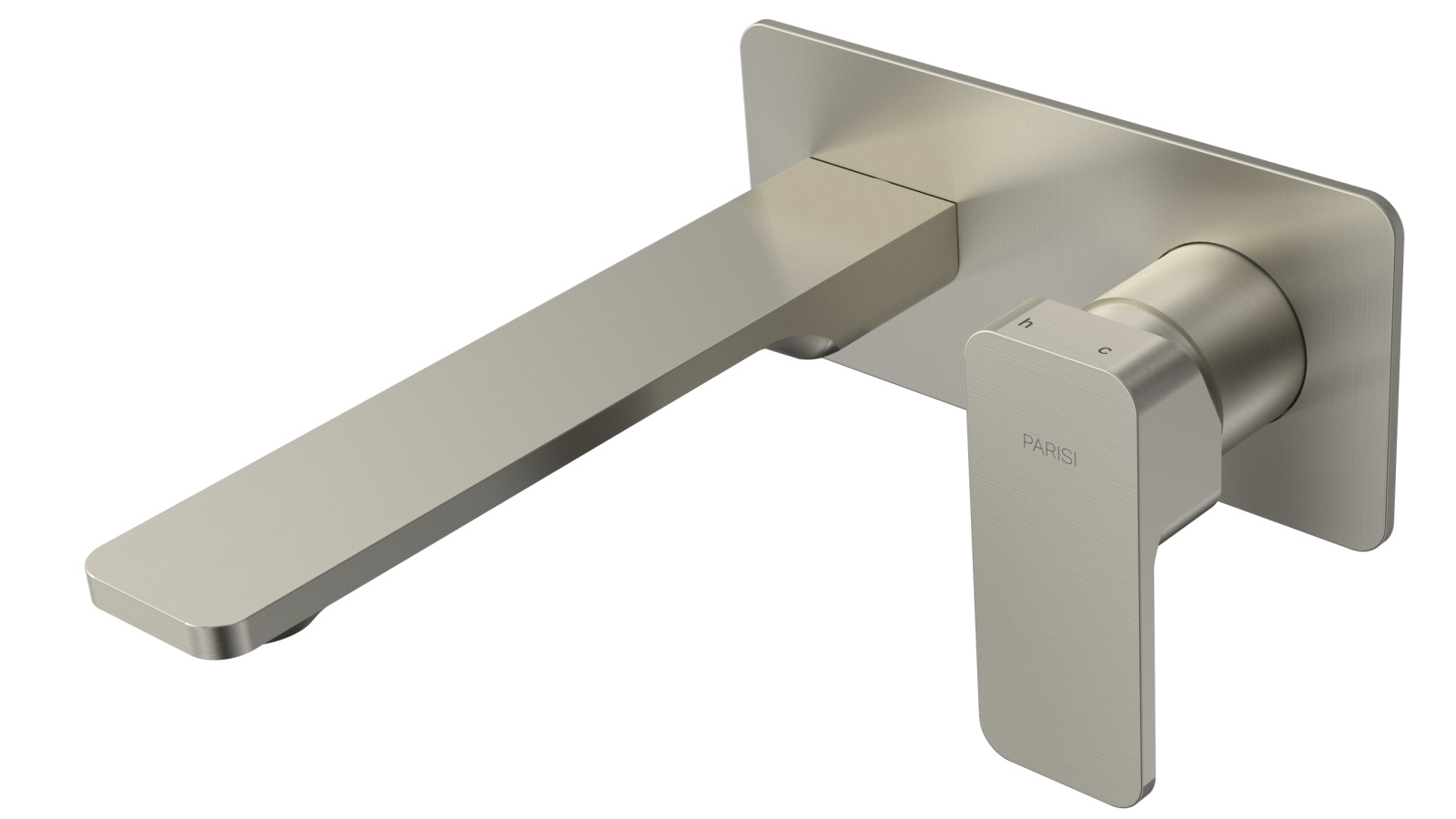 Parisi Quad II Wall Mixer with 190mm Spout on Plate - Brushed Nickel