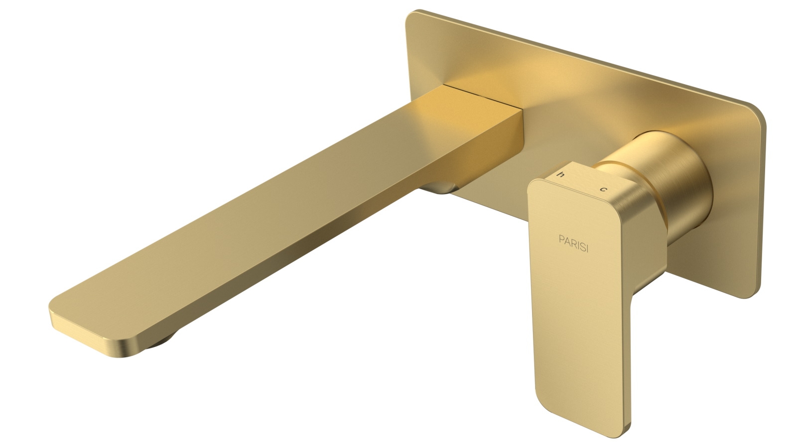 Parisi Quad II Wall Mixer with 190mm Spout on Plate - Brushed Brass