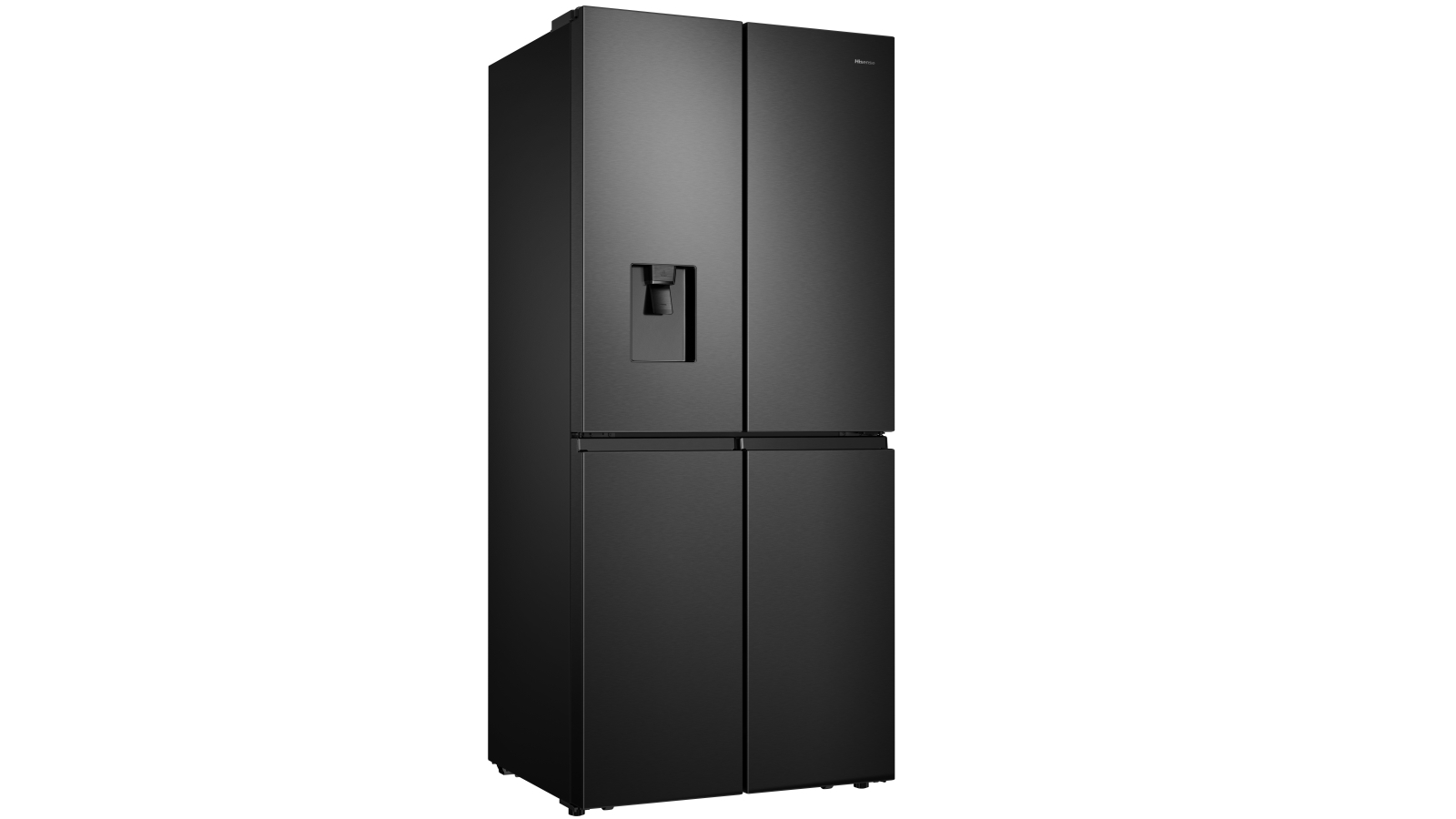 Hisense 454L PureFlat Quad Door French Door Fridge with Water Dispenser Black Steel Harvey Norman