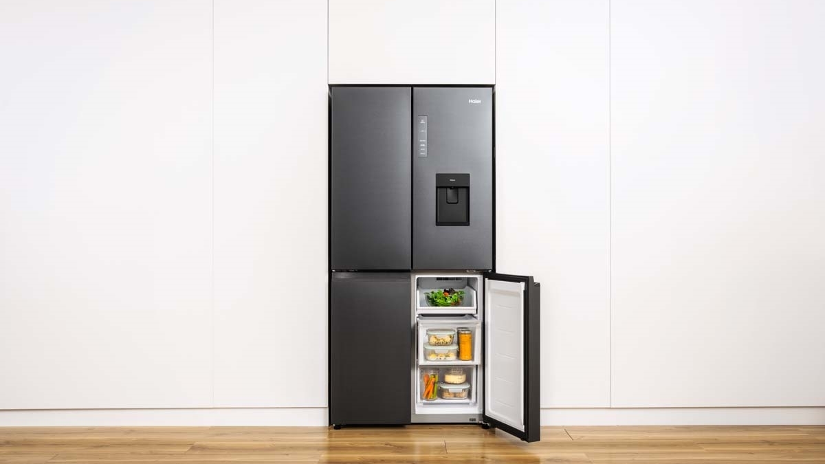 Haier 623L Quad Door Fridge with Ice & Water Dispenser Black Harvey Norman